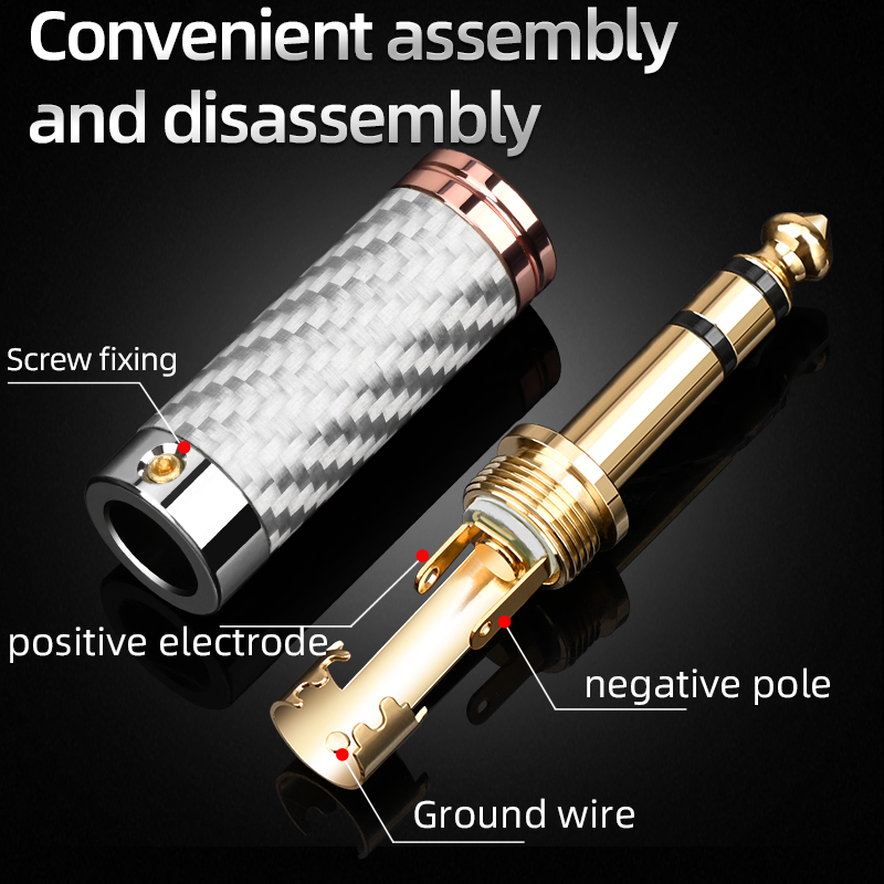 Trs Cable - ATAUDIO 4PCS 6.5mm Plug Rhodium-plated Carbon