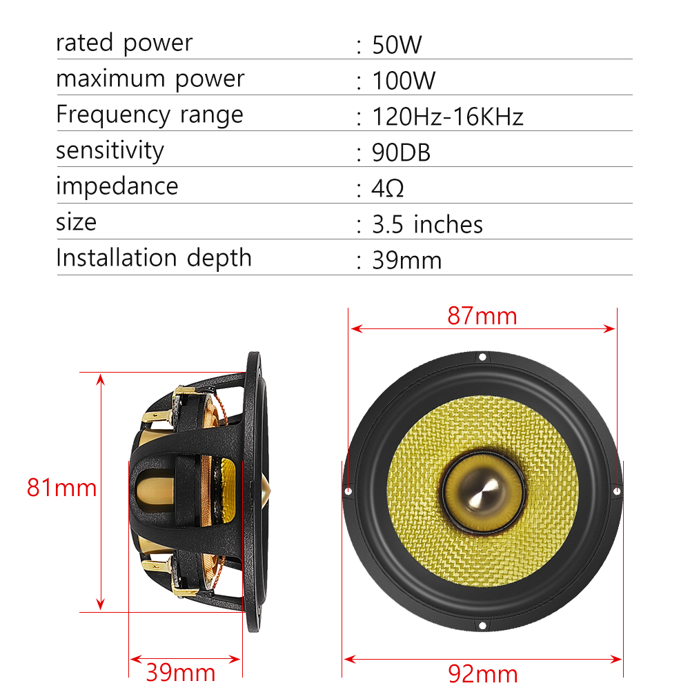 2pcs 3.5-inch Bullet Guided Mi - Speaker Driver 评论和价格